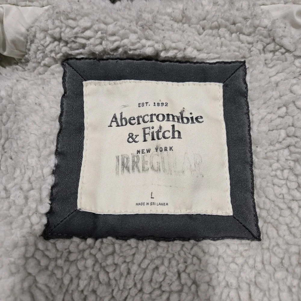 Abercrombie & Fitch Parka Jacket Womens L Green Sherpa Lined Hooded Utility Coat
